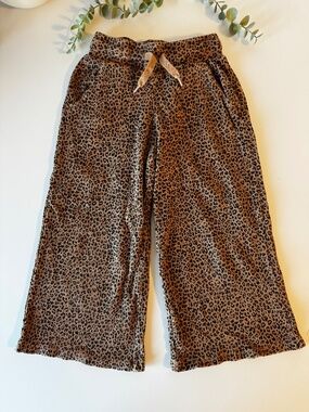 Gap Kids Leopard Print Waffle Knit Wide Leg Pants XS